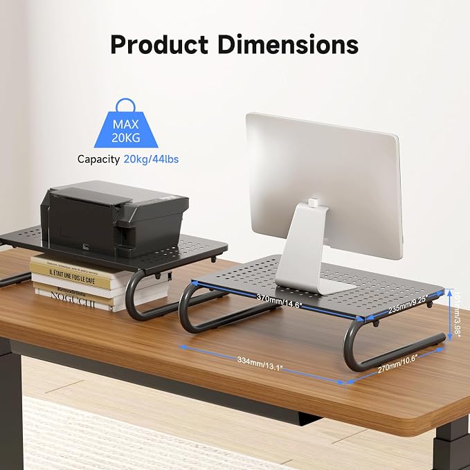 suptek Monitor Stand Riser for Computer,Laptop,Printer, Notebook and All Flat Screen Display with Vented Metal Platform and 4 Inches Height Underneath Storage (MST004-2) - Image 2