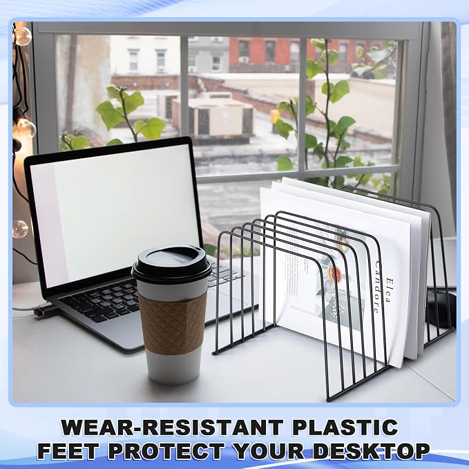 6 Pcs Desktop Organizer 11 Sections Wire Desk File Organizer Vertical Metal Stand up File Stand for Office School Desk Home, 11.2 x 9 x 8 Inches(Black) - Image 6