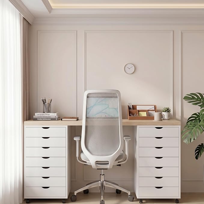 7 Drawer Mobile File Cabinet with Wheels, Office Storage Drawers, White | 7 Drawers Mobile File Cabinet with Wheels for Office Storage, Under Desk Organization and Printer Stand - Image 2