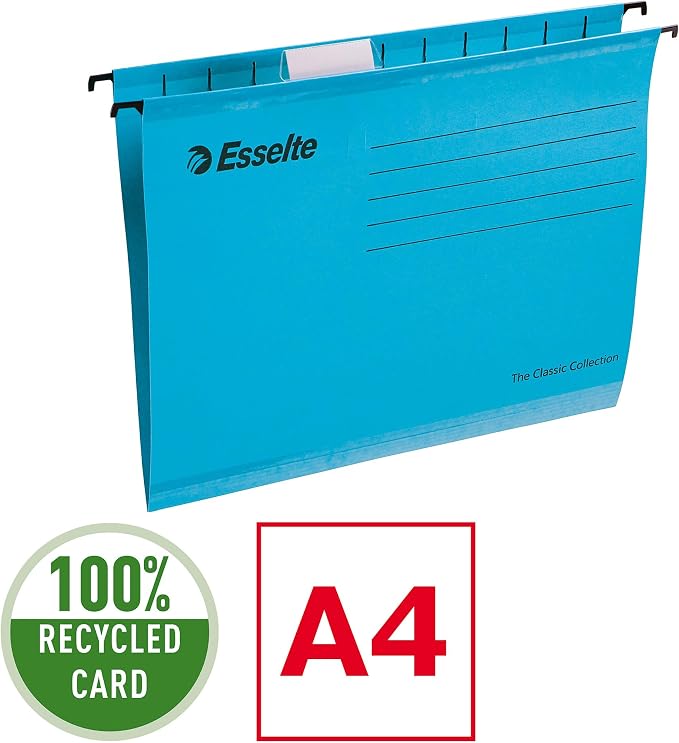 Esselte A4 Reinforced Filing Cabinet Suspension Files Pack of 15, Blue - Image 3