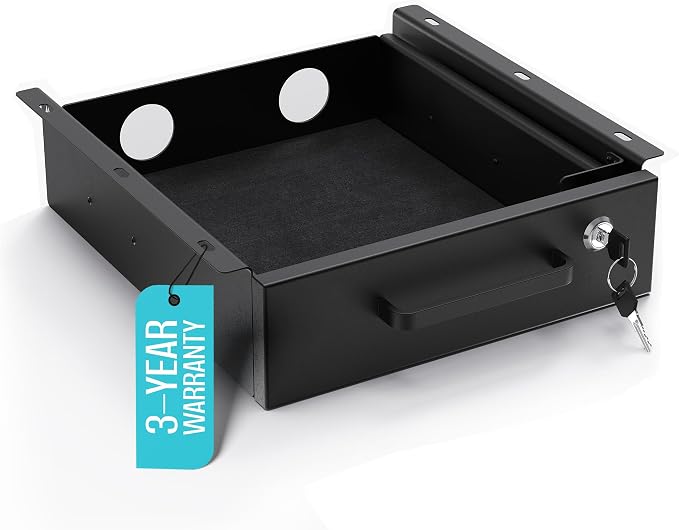 Under Desk Drawer Slide-Out – Lockable Metal Storage Drawer with Cable Management for Office & Home (Single, Non-Bracketed) by COREMINDED