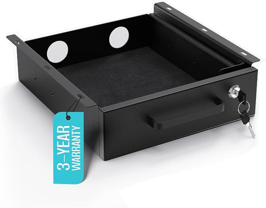 Under Desk Drawer Slide-Out – Lockable Metal Storage Drawer with Cable Management for Office & Home (Single, Non-Bracketed) by COREMINDED