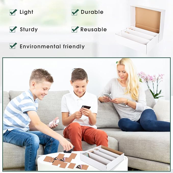 Yexiya 10 Pcs 3200 Count Sports Card Storage Boxes White Trading Card Box Collectible Trading for Soccer Baseball Game - Image 3