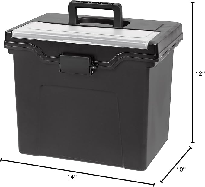 IRIS USA File Box Organizer with Lid, Letter File, Portable Handle, Black | Carry letter size files, documents and paperwork with a portable handle and secure lid for organized storage on the go - Image 8
