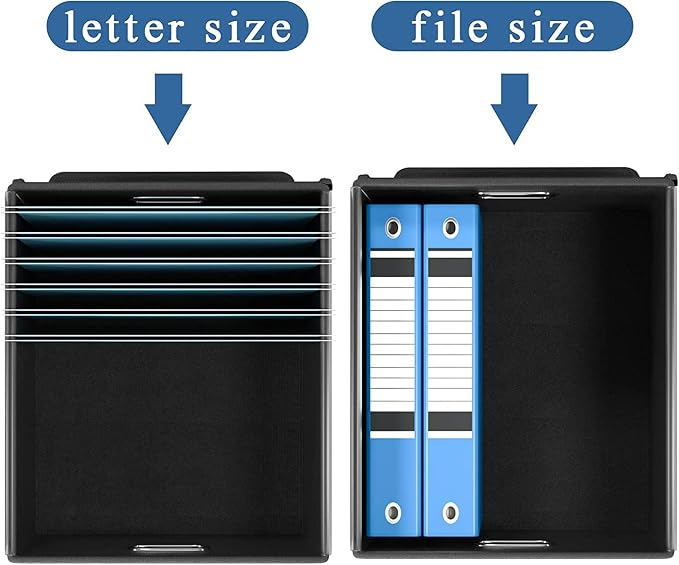 File Organizer Box with Lids, Collapsible File Folder Organizer | File Box with Plastic Slides for Document Storage, Filing Bin for Letter Size Hanging File Folders (4 Pack, Black, Leather) - Image 4