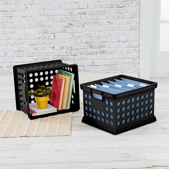 Sterilite Storage Crate Bin File Organizer for Home & Office, Black, 6-Pack | Heavy-Duty and Stackable Plastic Boxes and Containers for Desk, Cabinet, Dorm, Garage, or Utility Organization - Image 5