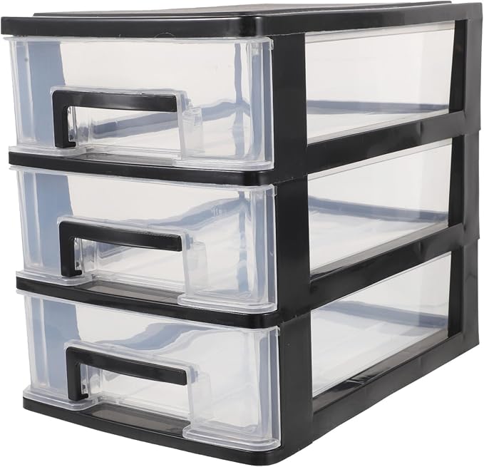 Cabilock 3 Tier Plastic Storage Cabinet 8.30X7.55X5.98In Multi-Layer Drawer Organizer Portable Storage Box for Office Study Small Space Use by cabilock