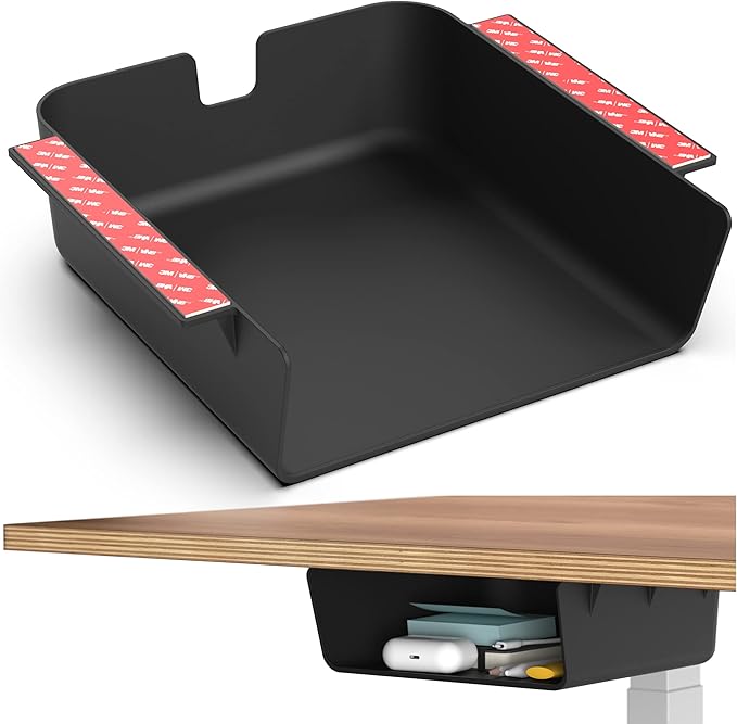 HumanCentric Under Desk Storage Shelf, Drawer Organizer | Office, Workstations, Tables, Sit Stand Desks, Gaming Setups, Mountable Storage Tray, Cable Management, Screw, Stick VHB Tape by HumanCentric