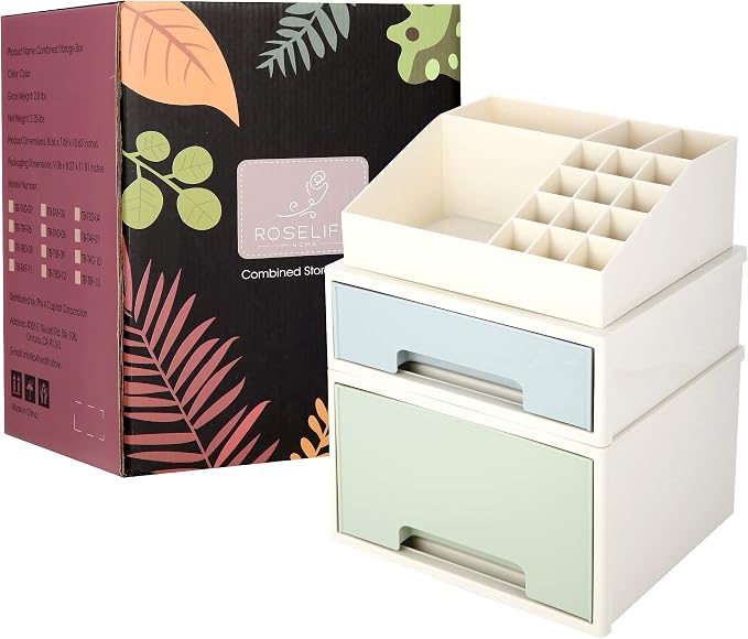 Stationery Organizer Box, Makeup Organizer Set, Pen/Pencil, Remote Control, Office Supplies, Business Card Holder, Free Combination, [TBF-09] w/ 2 Drawers + 16 Slots - Image 6