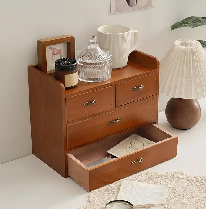 Xiaoyez Desk drawer organizer ，wooden desk organizer，desktop organizer with drawers，countertop drawers，4 drawer storage organizer，office organization，office organization and storage - Image 3