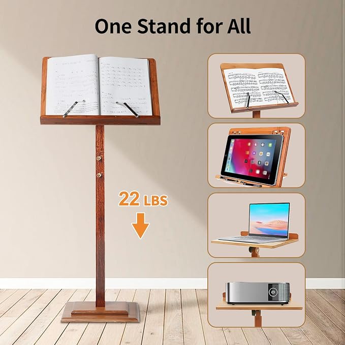 Sheet Music Stand - Wooden Music Stand for Sheet Music with Carrying Bag, Adjustable Height Bamboo Desktop Book Stand Lectern Podium On-Stage Holder for Guitar Violin Piano Concert - Image 8