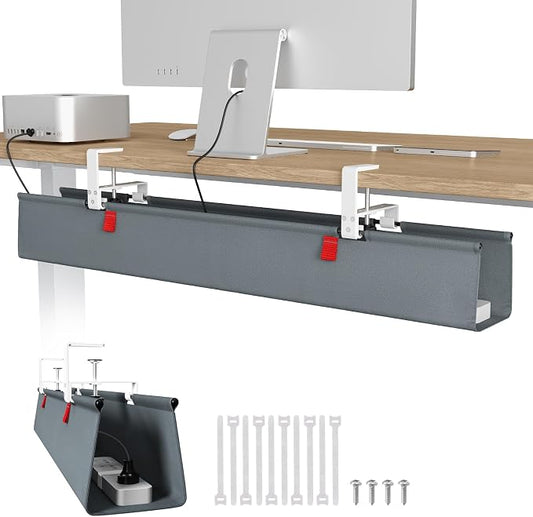 Univivi No Drill Under Desk Cable Management Tray, 36 inch Cable Management | Clamp/Screw Mount Desk Cord Organizer, Premium Fabric Cord Management, Large Capacity Desk Cable Organizer for Office, Home by Univivi