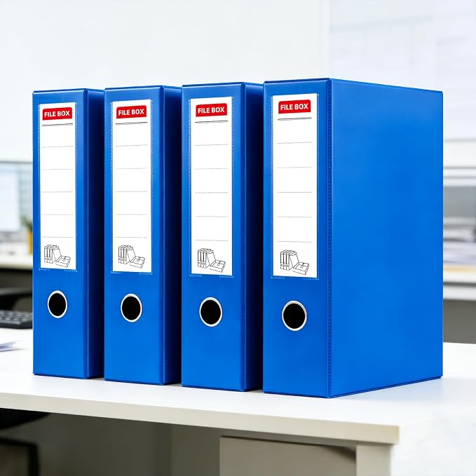 Storage File Boxes 4 Pack, Foldable File Box with Clip, 88mm Spine, Blue | Archives Cases with Magnetic Closure, Plastic Document File Organizer Storage - Image 6