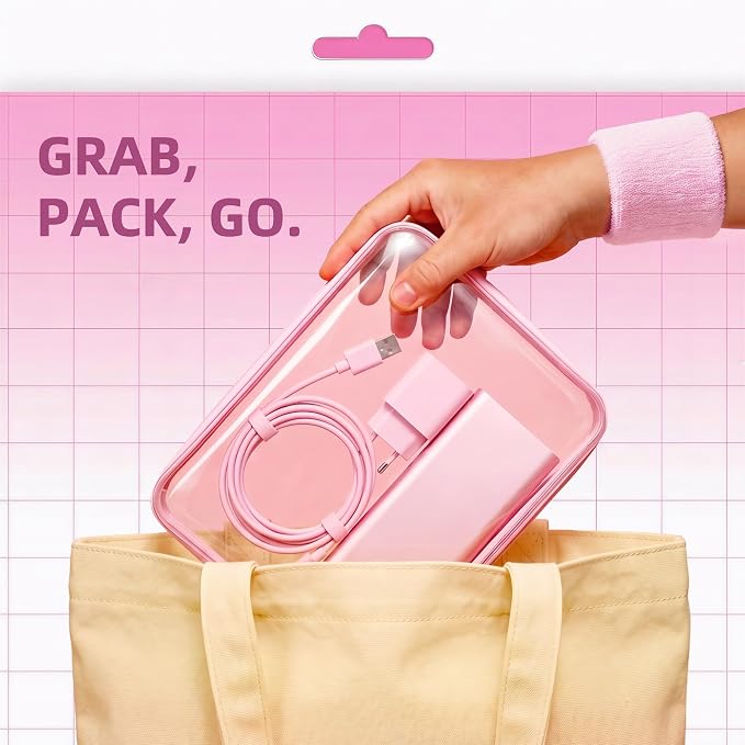 CoiiJoii 3PCS Large Clear Hard Shell Zippered Case, Diaper Bag Organizing Pouches, Waterproof Cosmetic Bag, Storage Organizer Bins. - Image 3