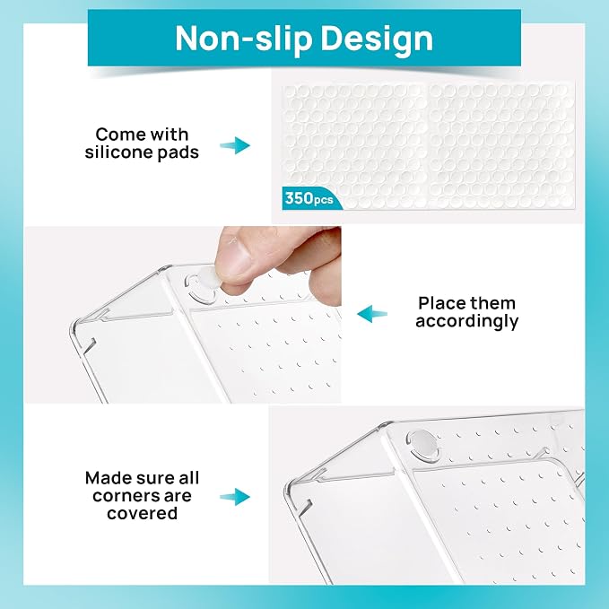 Vtopmart 72 PCS Clear Plastic Drawer Organizers Set, 4-Size Versatile Bathroom and Vanity Organizer Trays, Non-Slip Storage Containers for Makeup, Jewelries, Bedroom，Kitchen Utensils and Office | 4-Size Versatile Makeup Organizer, Non-Slip Storage Cont... - Image 7