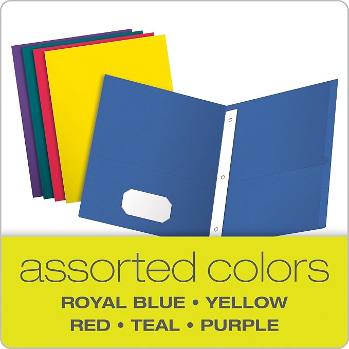 Oxford Twin Pocket Folders with Fasteners, Letter Size, Assorted Colors, 25 per Box (57715) (Pack of 2) - Image 4