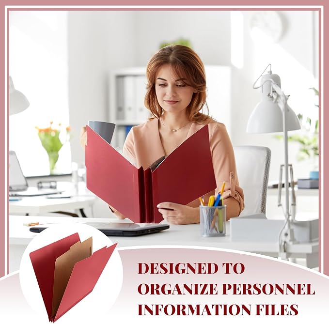 48 Pcs Skyygemm Classification Folder Letter Size, 1 Divider,Red | Back to School Supplies, File Organizer with Fastener, Expanding File Organizer Bulk for Office Employee, Staff, Teacher - Image 5