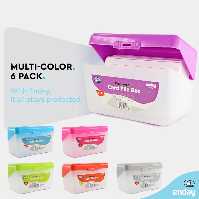 Enday Index Card Box Purple 3x5 Index Card Holder, Index Card Organizer, Flash Card Holder, Holds 250 Cards. (36 PC) - Image 4