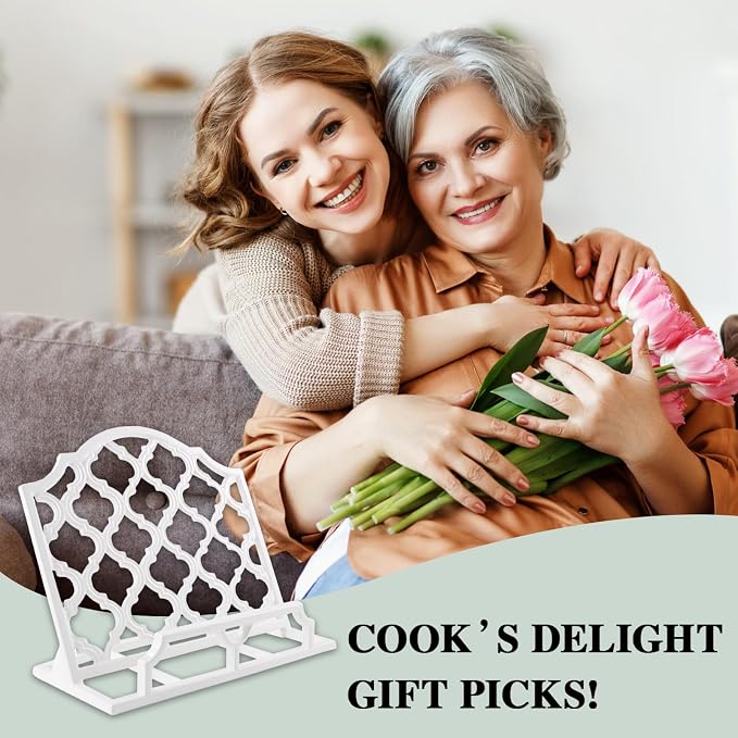 JOGREFUL Cast Iron Cookbook Stand, Kitchen Recipe Holder Trellis White | Heavy-Duty Book Vintage Holder, Reading Rest Holder for Easel/Counter/Books/Magazine/iPad/Bible - Image 6
