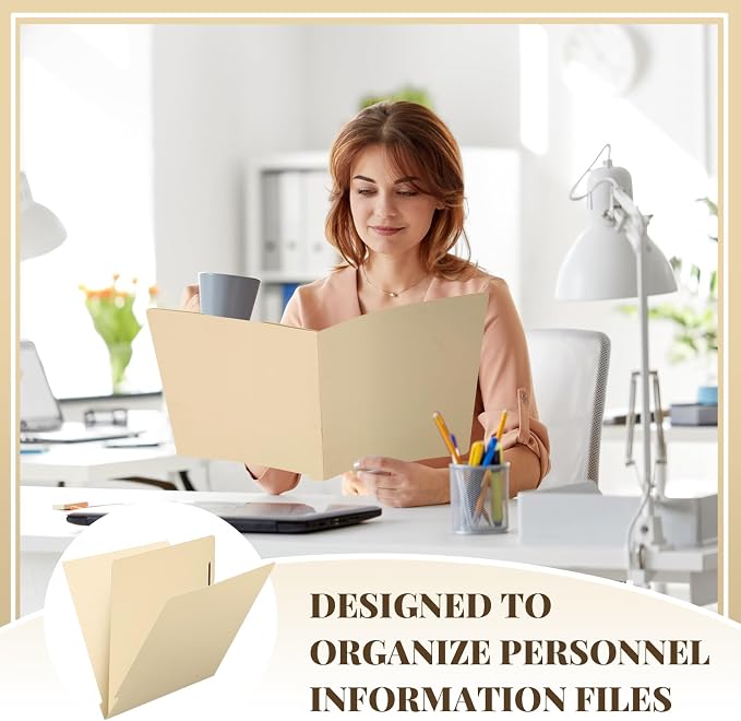 Skyygemm 24 Pack Classification Folders, Letter Size,1 Dividers,Beige | Pressboard File Folders, 2 Prong Fasteners, 2" Expanding, Manila, End Tab, for Office School Legal Records Medical - Image 6