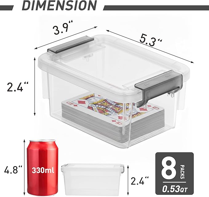 Citylife 8 Packs Plastic Bead Organizers 0.53 QT Clear Storage Containers with Lids for Craft Storage Small Storage Box, 5.28 x 3.86 x 2.36 Inches - Image 2