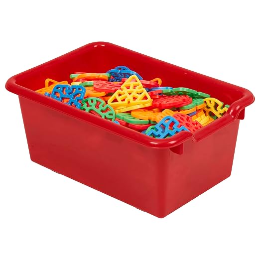 ECR4Kids Scoop Front Storage Bins, Multipurpose Organization, Red, 10-Piece - Image 4