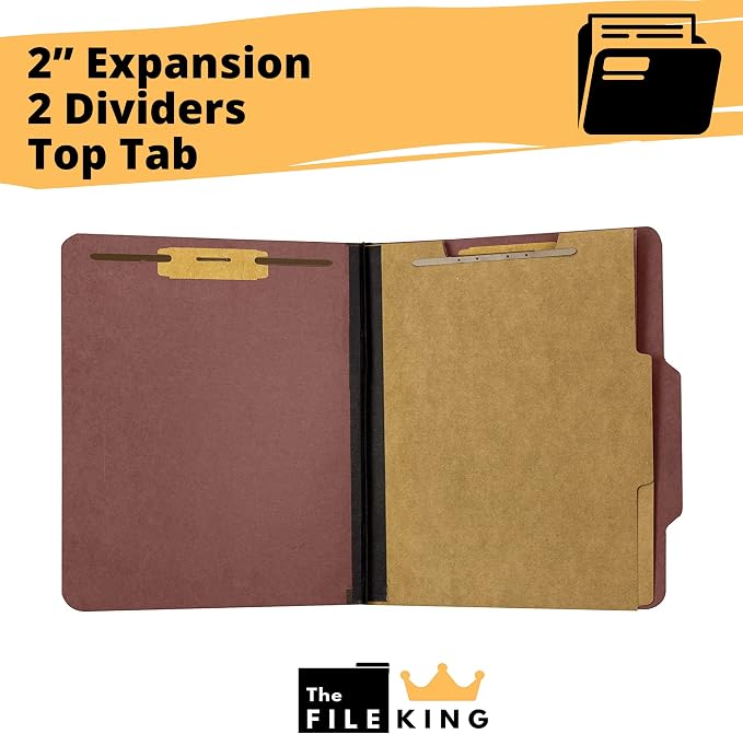 The File King Letter Size Carnelia Red File Folders with Prongs, 10 Pack, 8.5 x 11 - Image 3