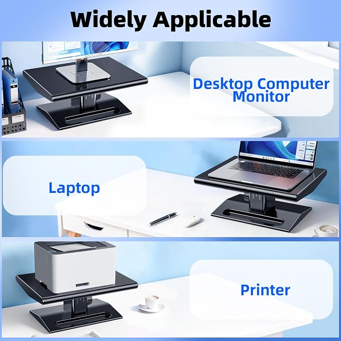 Ergonomic Height Adjustable Monitor Stand Riser,with Hidden Drawer | Knob Height Adjustment, Desktop Organizer for Home & Office Workspace, with Phone Holder & Pen Slot - Image 3