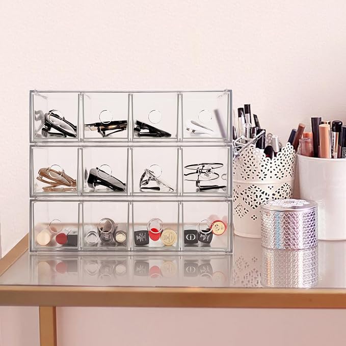 Stackable Organizer Acrylic Storage Drawers, Suitable for Desktop Storage, Office Supplies, Cosmetics, Stationery, Jewelry, Accessories (3) - Image 6