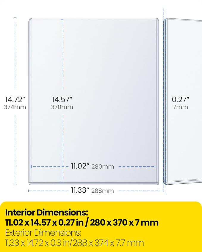 Life Magazine Toploaders 11x14.5 in, 7mm Capacity, 15 Mil 5 Pack | Archival Safe Rigid PVC Hard Magazine Protectors Sheet for Vintage Periodicals, Art Prints, Photo Storage Display, Blue Tint - Image 2