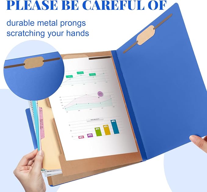 36 Pcs Skyygemm Classification Folder Letter Size, 2 Pocket File,Dark Blue | Back to School Supplies, File Organizer with Fastener, Expanding File Organizer Bulk for Office Employee, Staff, Teacher - Image 3