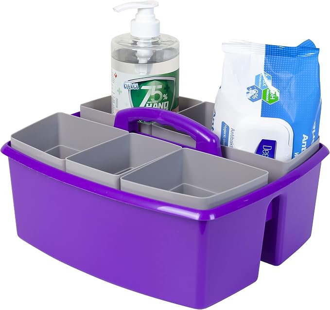 Storex Large Classroom Craft Caddy with Cups, 13 x 11 x 6.575 Inches, Purple, Case of 2 (00986A02C) - Image 7