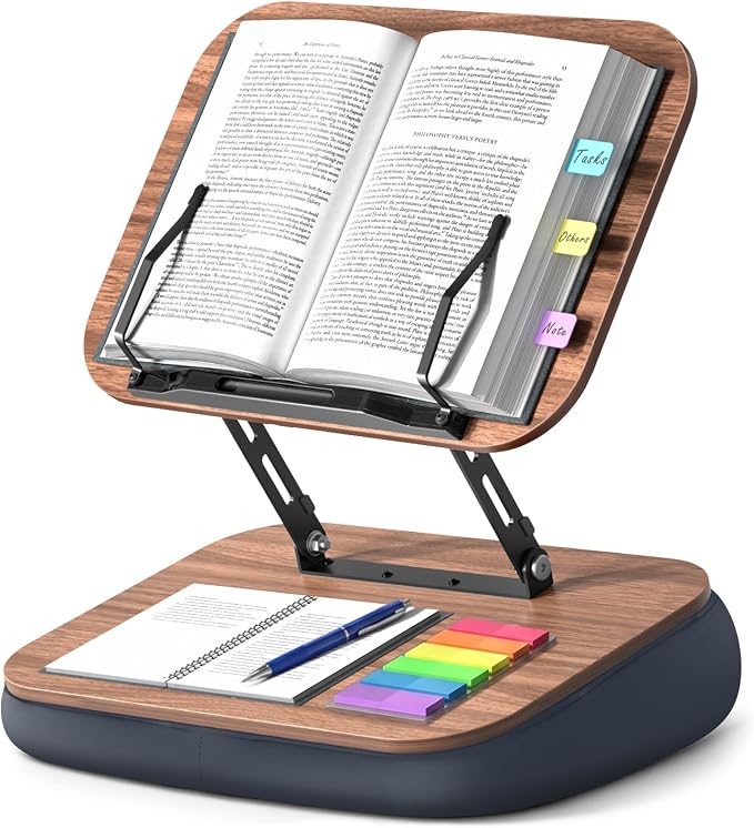 Lap Bean Bag Book Holders for Reading Hands Free, Adjustable Book Stand | Hands-Free Reading Pillow Stands with Page Clips, Book Holder Rest for Bed Desk Couch, Recipe Kitchen Readers Lovers Gifts by HUMANCOZY