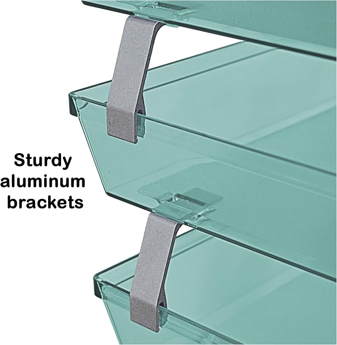 Acrimet Facility 3 Tier Letter Tray, Side Load, Letter Size/A4, Desktop File Organizer, Plastic (Clear Green Color) | Document Tray with Aluminum Rods - Image 5