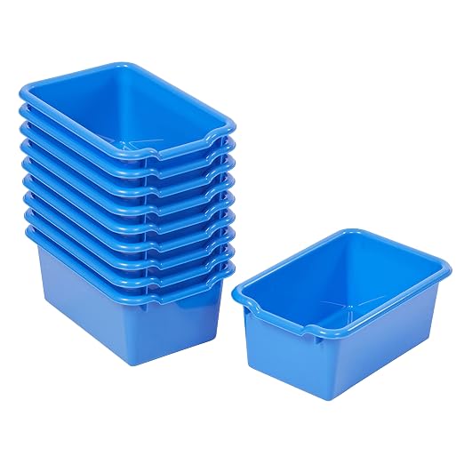ECR4Kids Scoop Front Storage Bins, Multipurpose Organization, Blue, 10-Piece by ECR4Kids