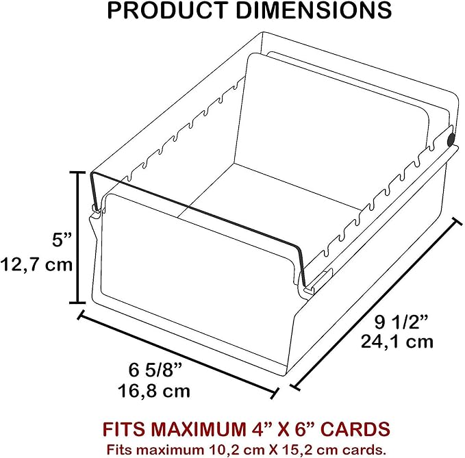 Acrimet 4 x 6 Card File Holder Organizer Box Metal Base Heavy Duty (AZ Index Cards and Divider Included) (White Color with Clear Crystal Plastic Lid Cover) - Image 7