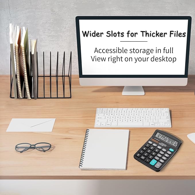 6 Pieces Magazine Holder Triangle File Holder Book Record Metal Vinyl Record Storage Magazine Rack Multifunction Triangle File Organizer Sorter for Decor Home Office (Black) - Image 3