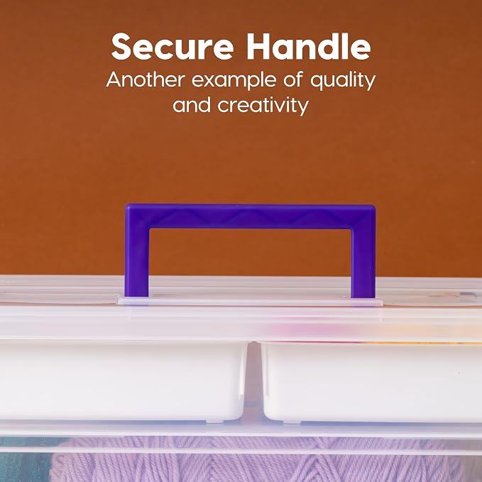 IRIS USA Storage Bins with Lids |Made in USA| 9 Qt - (1-Pack) - Clear | Built-In Handle Tote / 4 Removable Organization Trays / Plastic Containers for Crafts & Art Supplies / Interlocking Latches - Image 5