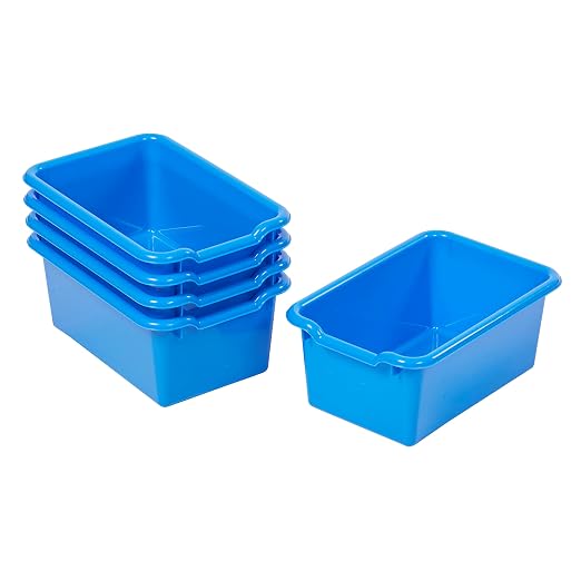 ECR4Kids Scoop Front Storage Bin, Multipurpose Organization, Blue, 5-Piece by ECR4Kids