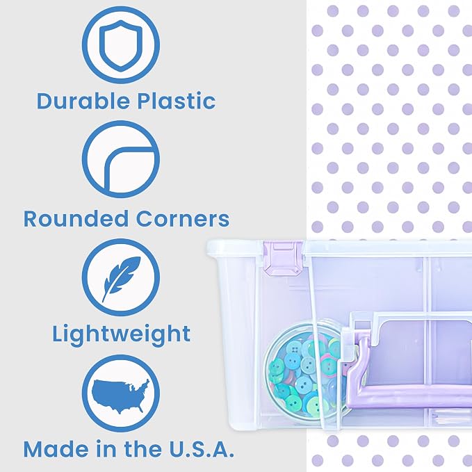 ArtBin Super Satchel Double Deep, 8-Compartment Craft Box, Purple | 8 Removable Compartments, 15.25 x 14 x 6.25 Inches, Secure Latches, Stackable, Durable Polypropylene - Image 4