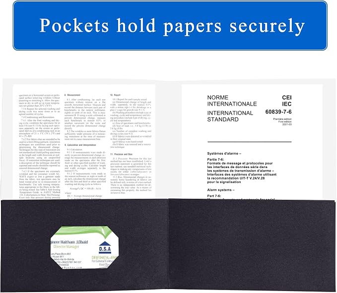 Zzrywuty 25 Packs Black 2 Pocket File Folders with Business Card Slot,Special Paper,Letter Size,Holds 100 Sheets for School,Office,Business,Black - Image 3