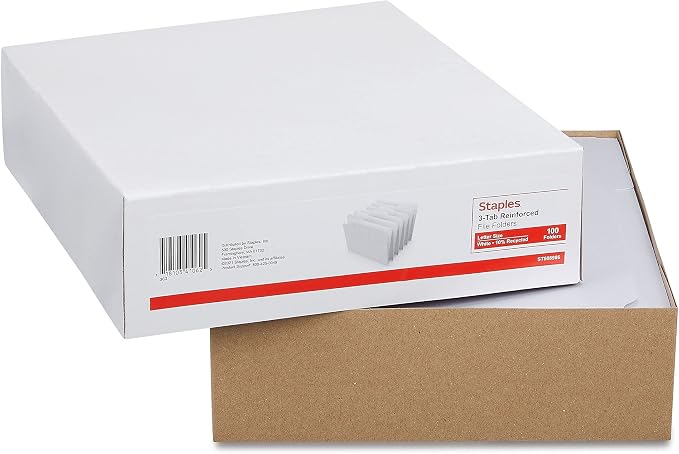 Staples File Folder, Letter Size, White, Reinforced 3‑Tab Design for Long‑Term Filing, 200/Carton - Image 4