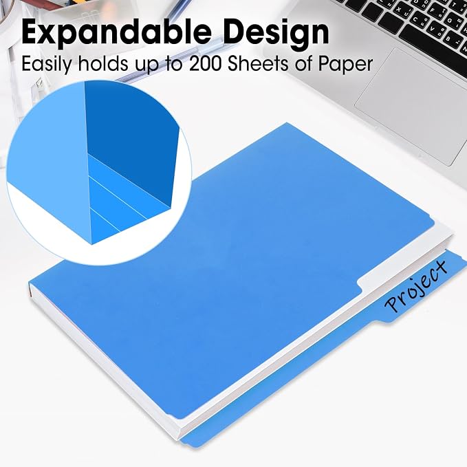 120 Pack File Folders 8.5 x 11 Inch, 1/3 Cut Tab File Folders Letter Size, School Business Office Filing Folder for Document, Blue - Image 6