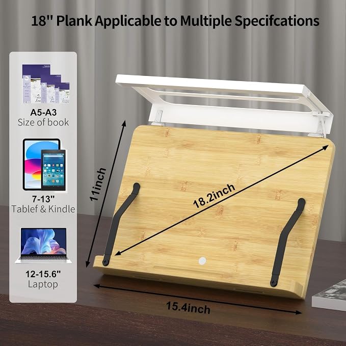 Boyanda Book Stand for Reading – Adjustable & Foldable Book Holder with High CRI 90+ No-Flicker, Eye-Caring LED Light | Anti-Blue Light & Anti-Glare | Hands-Free for Textbooks, Bibles, and Study - Image 4