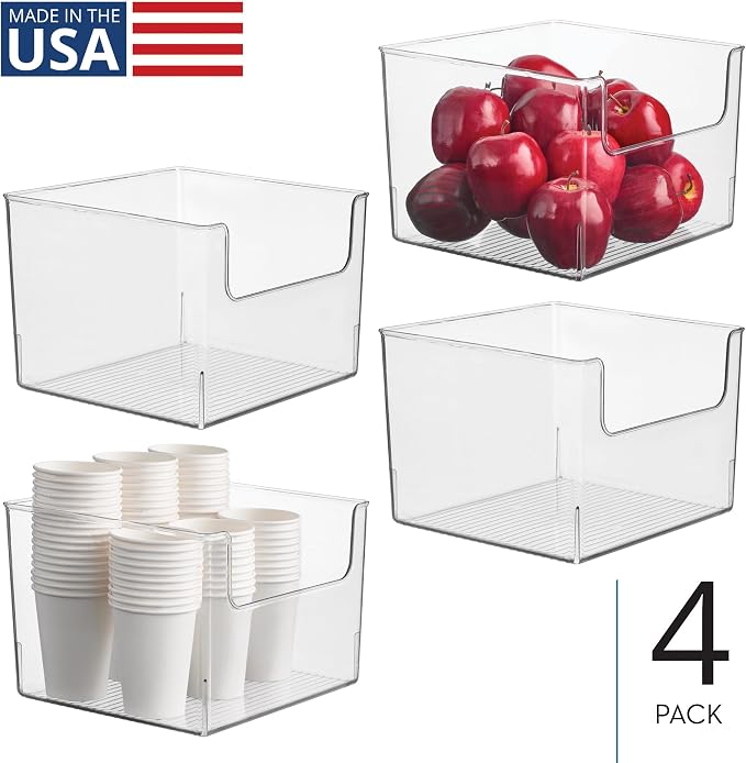 iDesign Open-Front Storage Bin, Set of 4, Clear | For Kitchen, Pantry, Bathroom, Office, Made in USA - Image 2