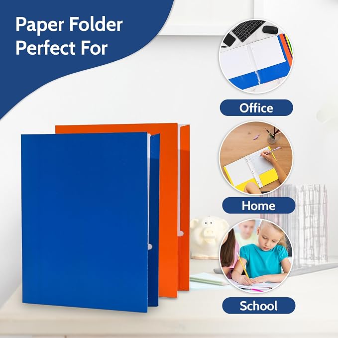 100 Pack Yellow 2 Pocket Paper Folders. EPI Heavy Duty, Bulk Folders with Pockets and Business Card Slots. Colored Letter Size Document Organizers. Durable Portfolio for School, College, Office Files - Image 6