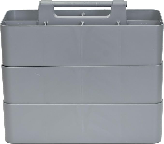 -Large Portable Caddy, DIY Dividers, 8 Compartments, School Office Supplies Home Business Organizer,Portable Basket with Handle Storage Made in USA (3 PACK, Orion Gray) - Image 5