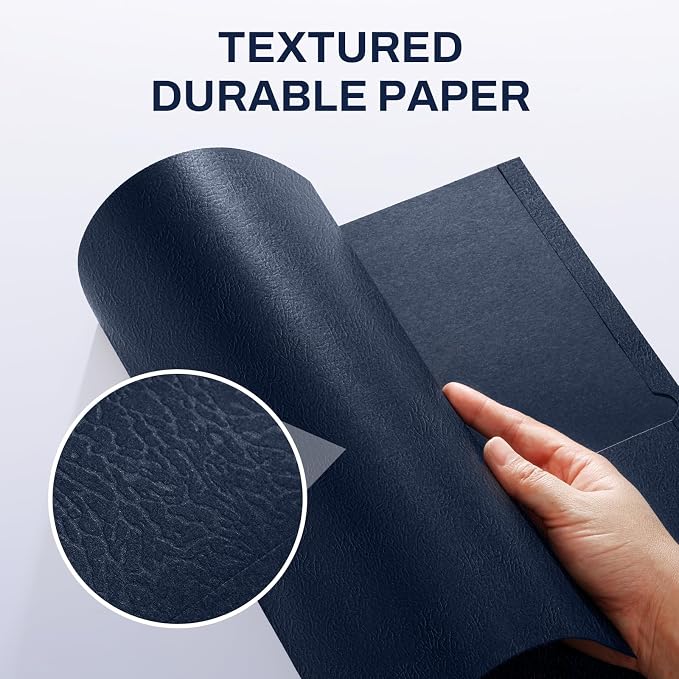 SUNEE Folders with Pockets(125 Pack, Dark Blue), 2 Pocket Folders Fit Letter Size Paper, Paper File Folder for School Office Home Business - Image 3