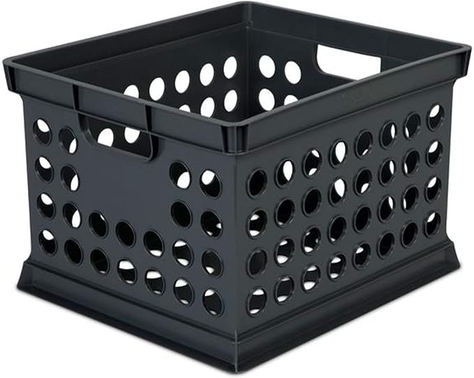 Sterilite Storage Crate Bin File Organizer for Home & Office,Black, 18-Pack | Heavy-Duty and Stackable Plastic Boxes and Containers for Desk, Cabinet, Dorm, Garage, or Utility Organization - Image 3