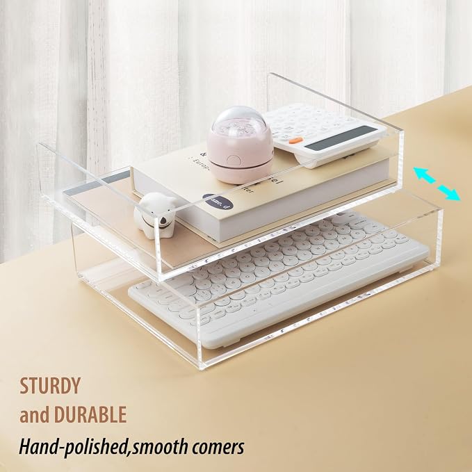 4 Pack Acrylic Paper Tray Organizer for Desk Clear File Organizer,Acrylic Desk Organizers and Accessories Sorter,Perfect for File Paper, Ipad, Letter, A4 Office File, Books, Notes. - Image 6